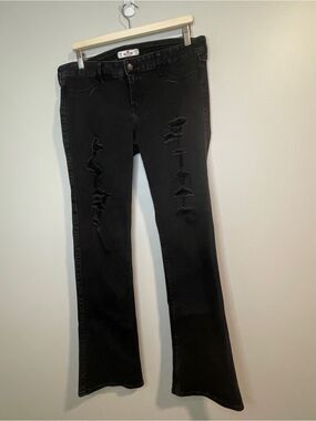 Hollister Black Distressed Bootcut Jeans